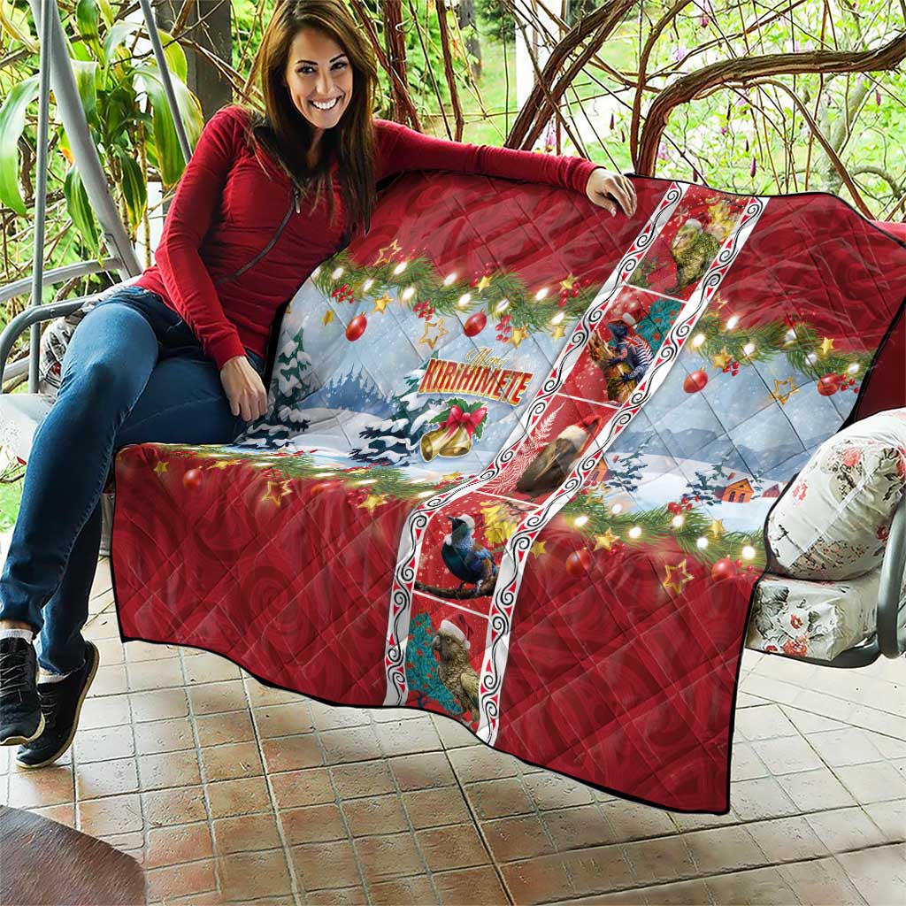 New Zealand Merry Christmas Quilt Maori Animals, Koru Tattoo - Red Xmas Style LT03 - Polynesian Pride