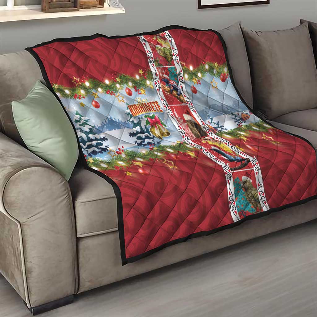 New Zealand Merry Christmas Quilt Maori Animals, Koru Tattoo - Red Xmas Style LT03 - Polynesian Pride