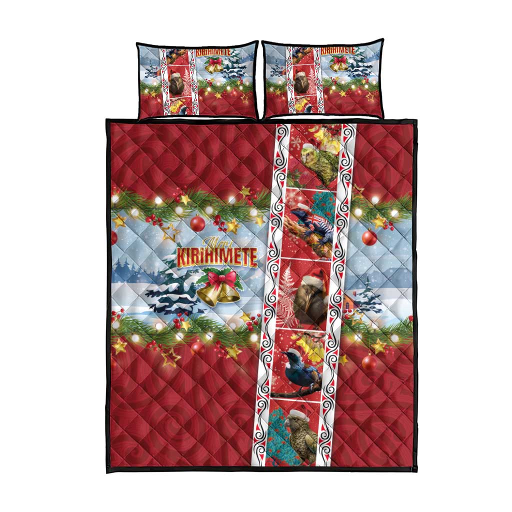 New Zealand Merry Christmas Quilt Bed Set Maori Animals, Koru Tattoo - Red Xmas Style LT03 - Polynesian Pride
