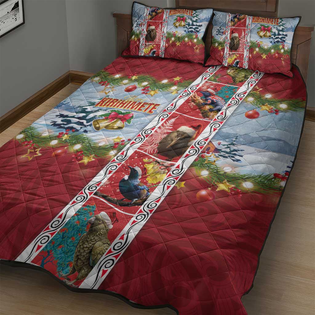 New Zealand Merry Christmas Quilt Bed Set Maori Animals, Koru Tattoo - Red Xmas Style LT03 - Polynesian Pride