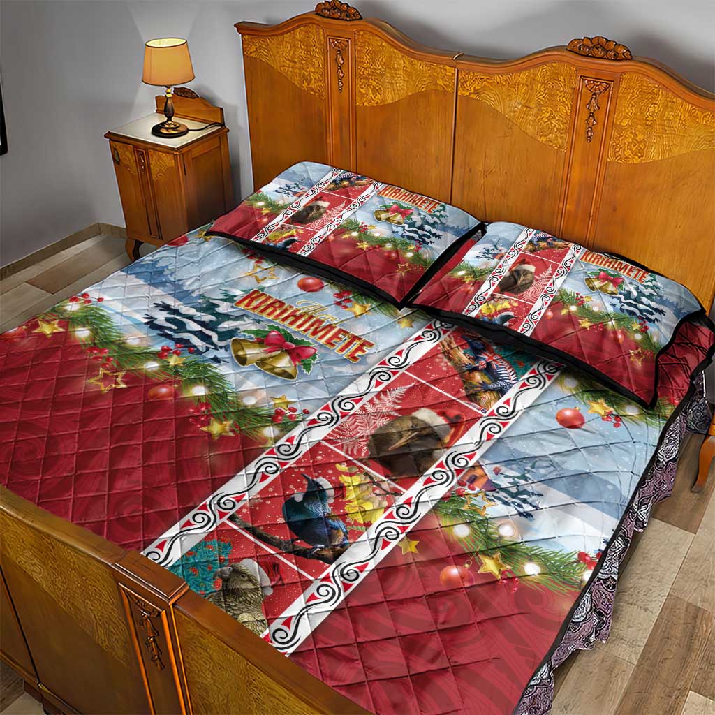 New Zealand Merry Christmas Quilt Bed Set Maori Animals, Koru Tattoo - Red Xmas Style LT03 - Polynesian Pride