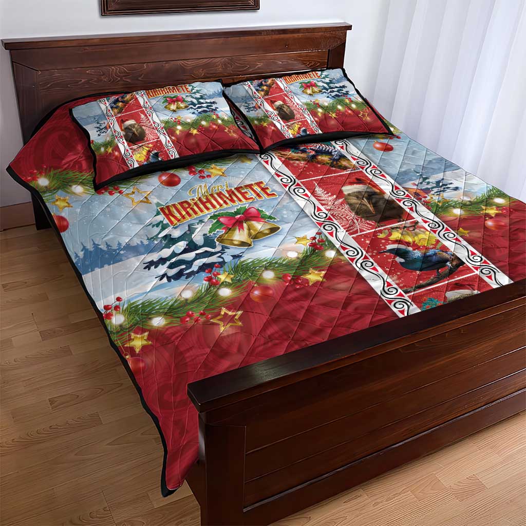 New Zealand Merry Christmas Quilt Bed Set Maori Animals, Koru Tattoo - Red Xmas Style LT03 - Polynesian Pride