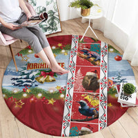 New Zealand Merry Christmas Round Carpet Maori Animals, Koru Tattoo - Red Xmas Style LT03 - Polynesian Pride