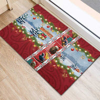 New Zealand Merry Christmas Rubber Doormat Maori Animals, Koru Tattoo - Red Xmas Style LT03 - Polynesian Pride