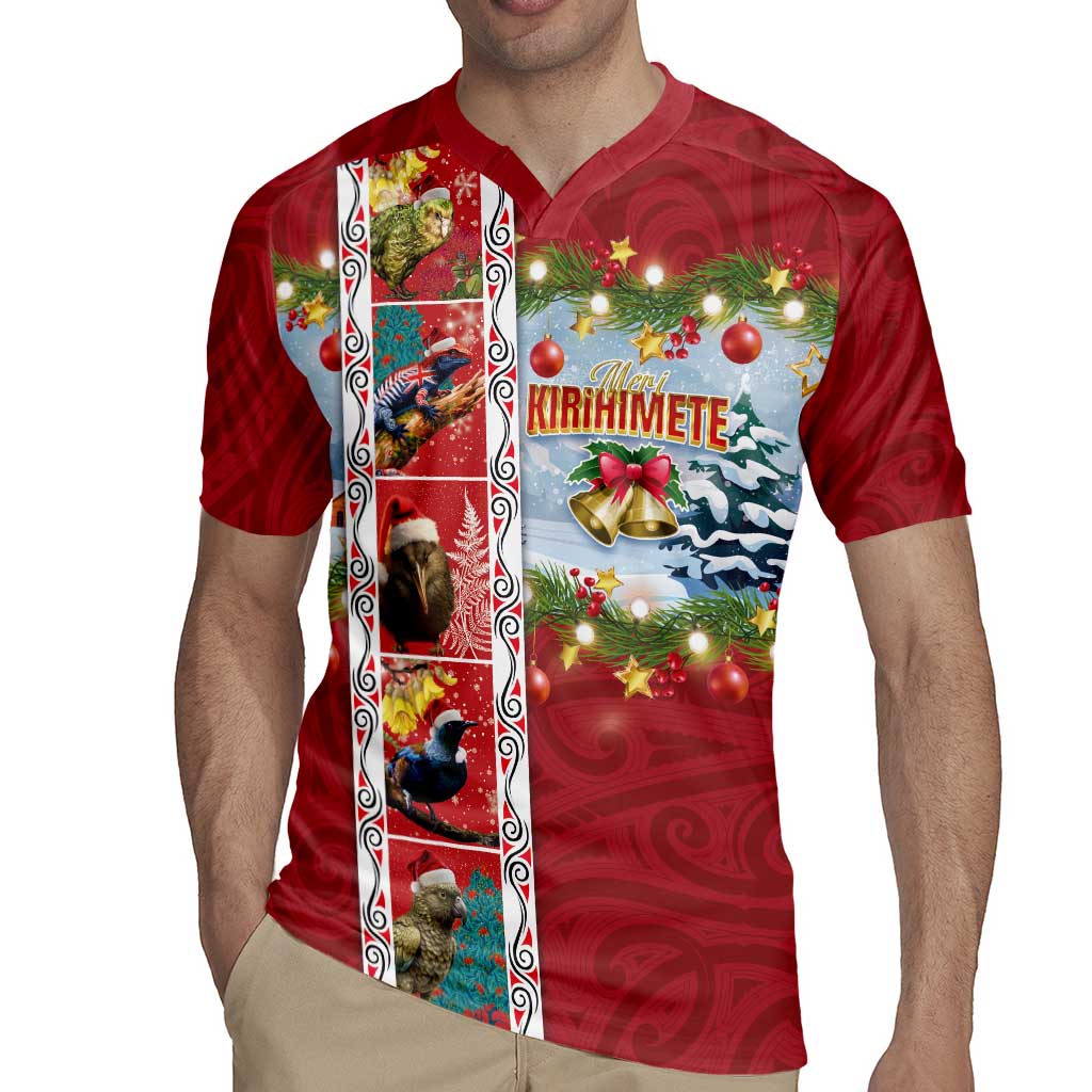 New Zealand Merry Christmas Rugby Jersey Maori Animals, Koru Tattoo - Red Xmas Style LT03 - Polynesian Pride