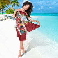 New Zealand Merry Christmas Sarong Maori Animals, Koru Tattoo - Red Xmas Style LT03 - Polynesian Pride