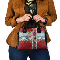 New Zealand Merry Christmas Shoulder Handbag Maori Animals, Koru Tattoo - Red Xmas Style LT03 - Polynesian Pride