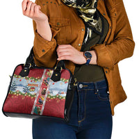 New Zealand Merry Christmas Shoulder Handbag Maori Animals, Koru Tattoo - Red Xmas Style LT03 - Polynesian Pride