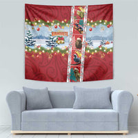 New Zealand Merry Christmas Tapestry Maori Animals, Koru Tattoo - Red Xmas Style LT03 - Polynesian Pride