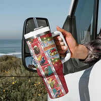 New Zealand Merry Christmas Tumbler With Handle Maori Animals Xmas Style and Koru Tattoo Red Color LT03 - Polynesian Pride