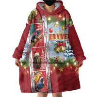 New Zealand Merry Christmas Wearable Blanket Hoodie Maori Animals, Koru Tattoo - Red Xmas Style LT03 - Polynesian Pride