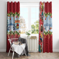 New Zealand Merry Christmas Window Curtain Maori Animals, Koru Tattoo - Red Xmas Style LT03 - Polynesian Pride