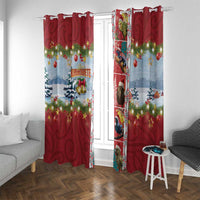 New Zealand Merry Christmas Window Curtain Maori Animals, Koru Tattoo - Red Xmas Style LT03 With Grommets Red - Polynesian Pride