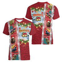 New Zealand Merry Christmas Women V-Neck T-Shirt Maori Animals, Koru Tattoo - Red Xmas Style LT03 - Polynesian Pride