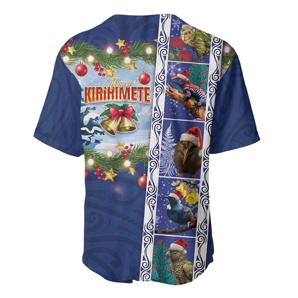 New Zealand Merry Christmas Baseball Jersey Maori Animals, Koru Tattoo - Blue Xmas Style LT03 - Polynesian Pride