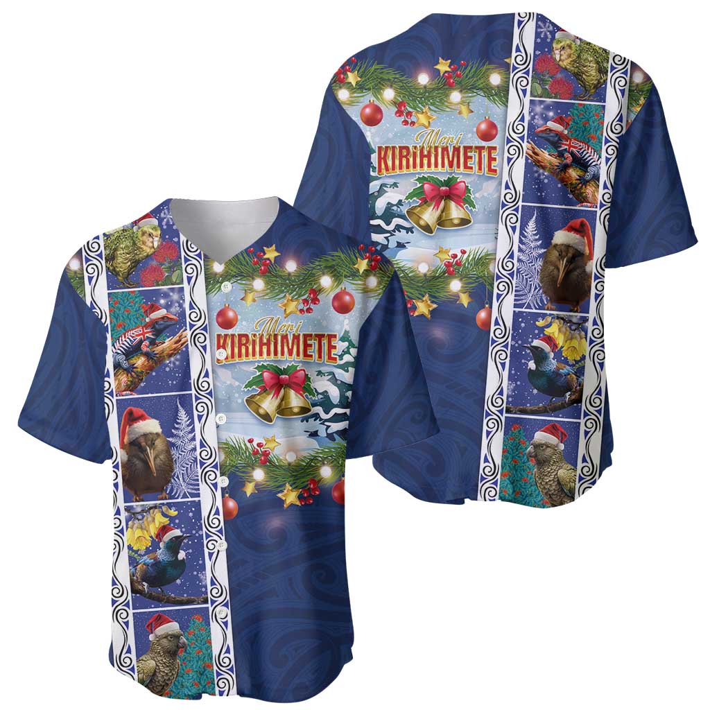 New Zealand Merry Christmas Baseball Jersey Maori Animals, Koru Tattoo - Blue Xmas Style LT03 - Polynesian Pride