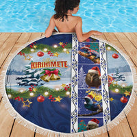 New Zealand Merry Christmas Beach Blanket Maori Animals, Koru Tattoo - Blue Xmas Style LT03 - Polynesian Pride