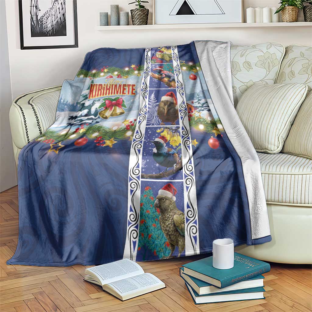 New Zealand Merry Christmas Blanket Maori Animals, Koru Tattoo - Blue Xmas Style LT03 Blue - Polynesian Pride