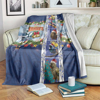 New Zealand Merry Christmas Blanket Maori Animals, Koru Tattoo - Blue Xmas Style LT03 Blue - Polynesian Pride