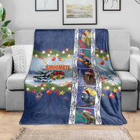 New Zealand Merry Christmas Blanket Maori Animals, Koru Tattoo - Blue Xmas Style LT03 - Polynesian Pride