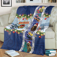 New Zealand Merry Christmas Blanket Maori Animals, Koru Tattoo - Blue Xmas Style LT03 - Polynesian Pride