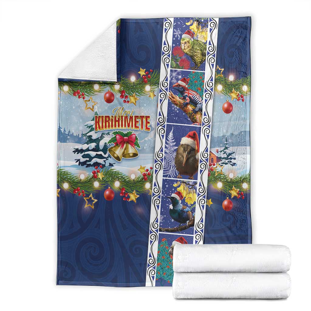 New Zealand Merry Christmas Blanket Maori Animals, Koru Tattoo - Blue Xmas Style LT03 - Polynesian Pride