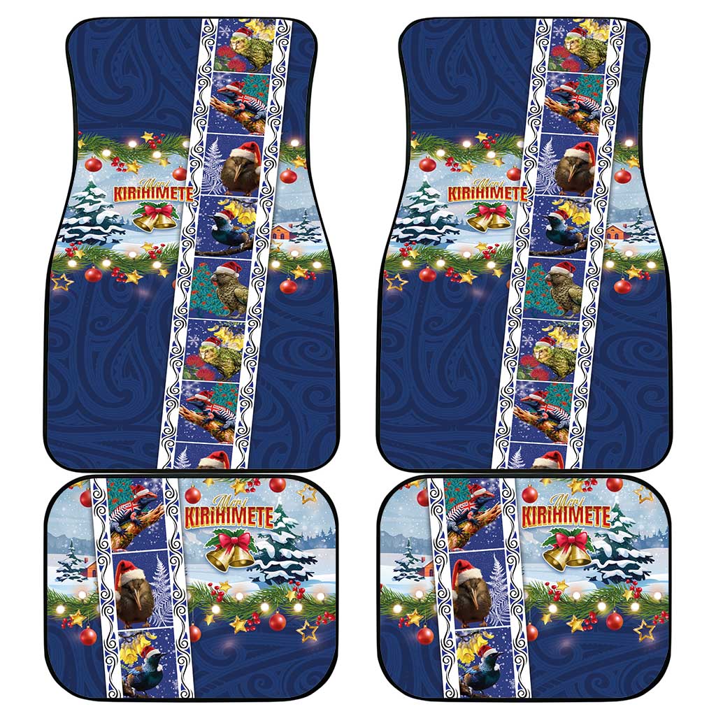 New Zealand Merry Christmas Car Mats Maori Animals, Koru Tattoo - Blue Xmas Style LT03 - Polynesian Pride