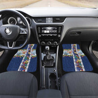 New Zealand Merry Christmas Car Mats Maori Animals, Koru Tattoo - Blue Xmas Style LT03 Set 2pcs - Front Blue - Polynesian Pride