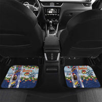 New Zealand Merry Christmas Car Mats Maori Animals, Koru Tattoo - Blue Xmas Style LT03 Set 2pcs - Back Blue - Polynesian Pride