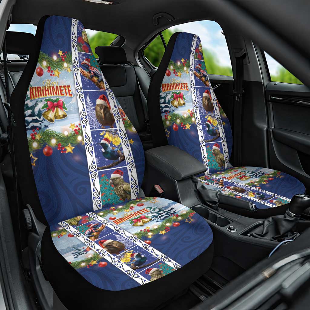 New Zealand Merry Christmas Car Seat Cover Maori Animals, Koru Tattoo - Blue Xmas Style LT03 One Size Blue - Polynesian Pride