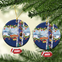 New Zealand Merry Christmas Ceramic Ornament Maori Animals, Koru Tattoo - Blue Xmas Style LT03 Circle Blue - Polynesian Pride
