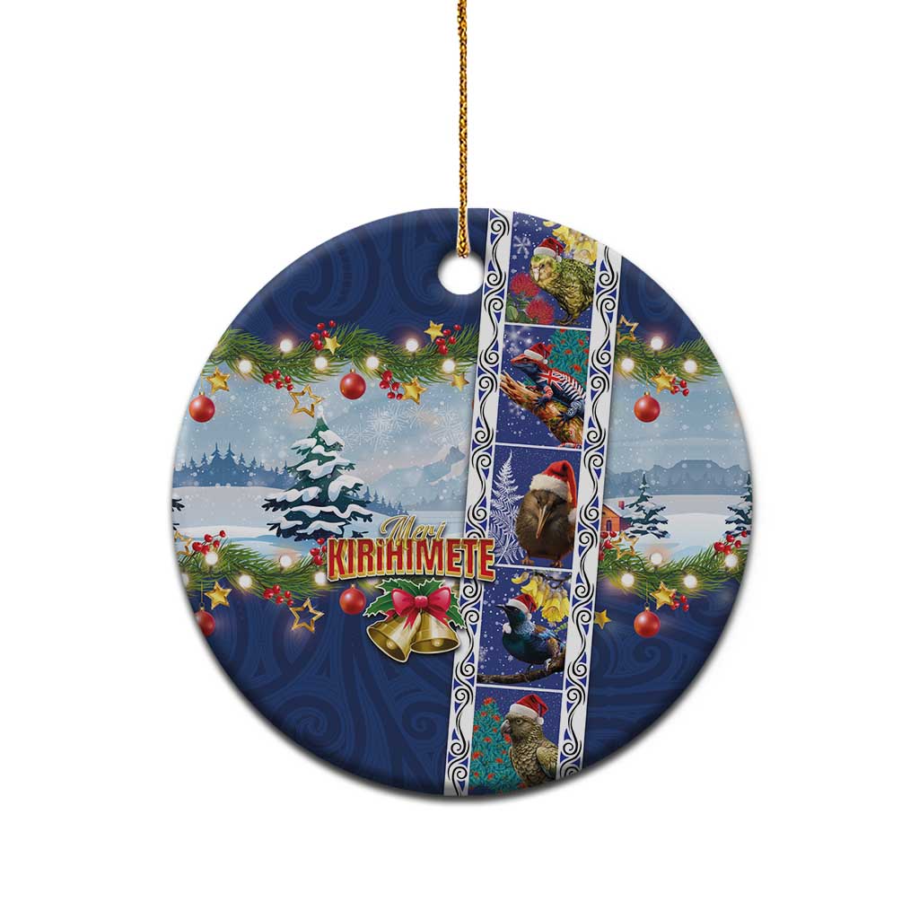 New Zealand Merry Christmas Ceramic Ornament Maori Animals, Koru Tattoo - Blue Xmas Style LT03 - Polynesian Pride