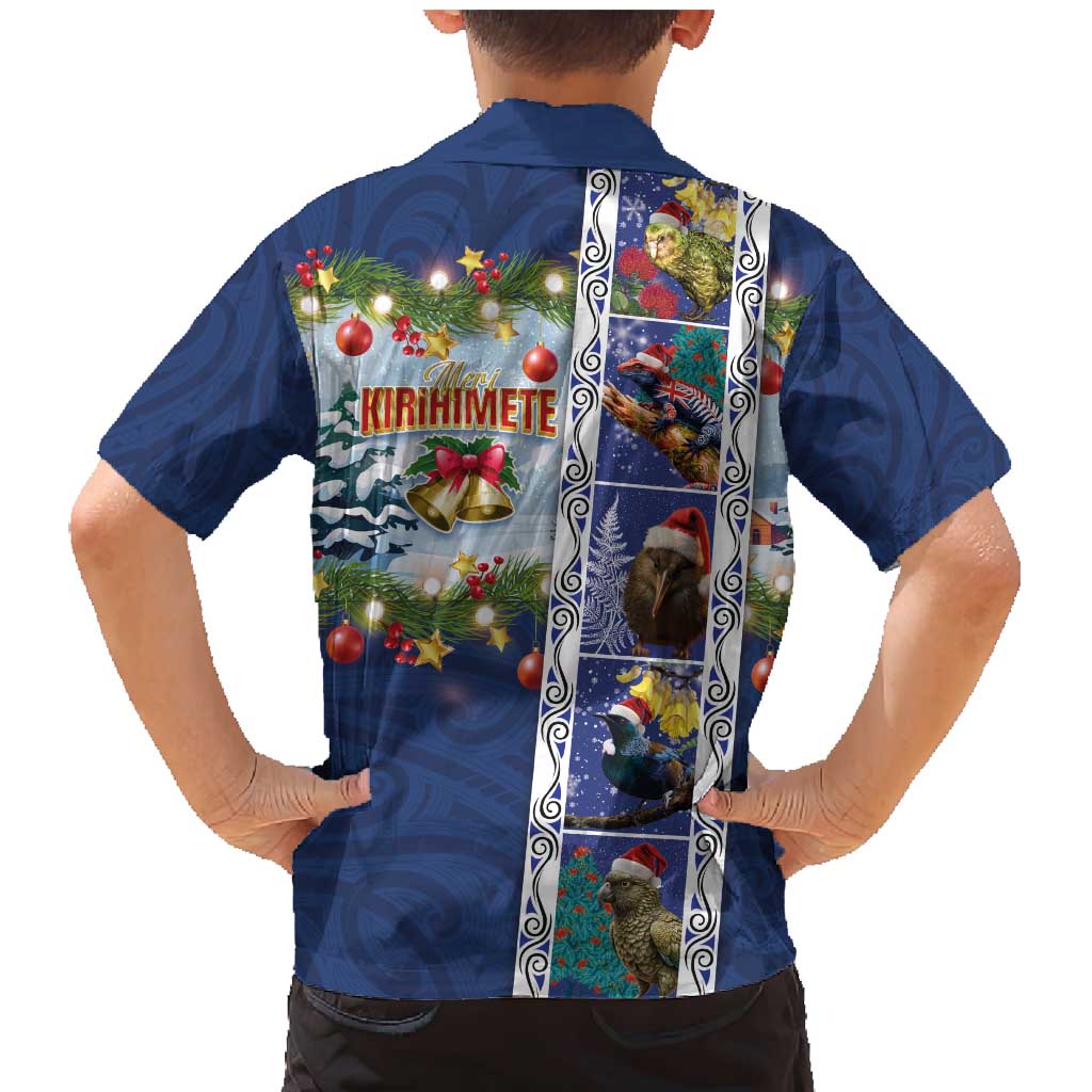 New Zealand Merry Christmas Family Matching Mermaid Dress and Hawaiian Shirt Maori Animals, Koru Tattoo - Blue Xmas Style LT03 - Polynesian Pride