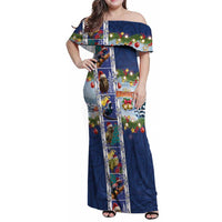 New Zealand Merry Christmas Family Matching Off Shoulder Maxi Dress and Hawaiian Shirt Maori Animals, Koru Tattoo - Blue Xmas Style LT03 Mom's Dress Blue - Polynesian Pride