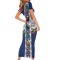 New Zealand Merry Christmas Family Matching Short Sleeve Bodycon Dress and Hawaiian Shirt Maori Animals, Koru Tattoo - Blue Xmas Style LT03 - Polynesian Pride