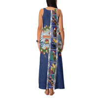 New Zealand Merry Christmas Family Matching Tank Maxi Dress and Hawaiian Shirt Maori Animals, Koru Tattoo - Blue Xmas Style LT03 - Polynesian Pride