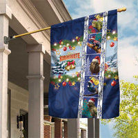 New Zealand Merry Christmas Garden Flag Maori Animals, Koru Tattoo - Blue Xmas Style LT03 House Flag Blue - Polynesian Pride