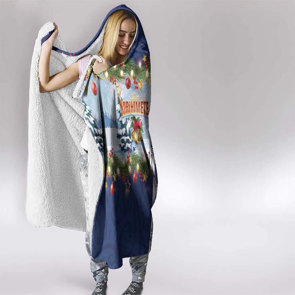 New Zealand Merry Christmas Hooded Blanket Maori Animals, Koru Tattoo - Blue Xmas Style LT03 - Polynesian Pride