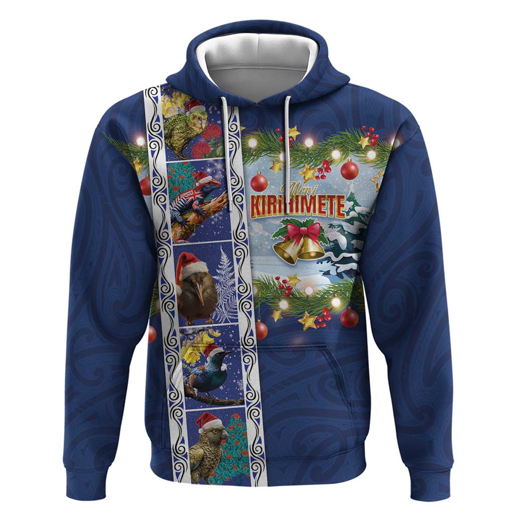 New Zealand Merry Christmas Hoodie Maori Animals, Koru Tattoo - Blue Xmas Style LT03 Pullover Hoodie Blue - Polynesian Pride