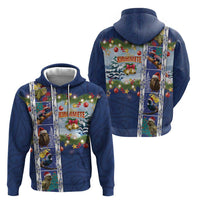 New Zealand Merry Christmas Hoodie Maori Animals, Koru Tattoo - Blue Xmas Style LT03 - Polynesian Pride