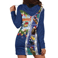 New Zealand Merry Christmas Hoodie Dress Maori Animals, Koru Tattoo - Blue Xmas Style LT03 - Polynesian Pride