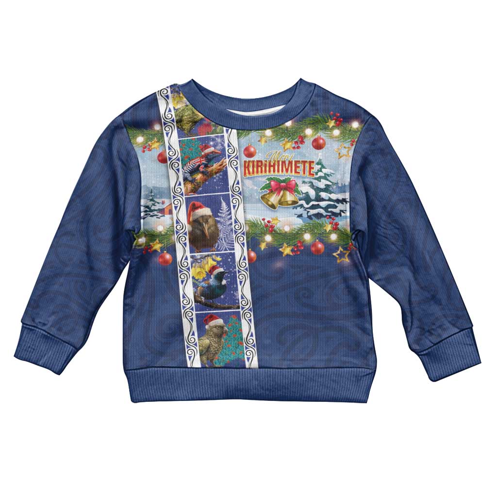 New Zealand Merry Christmas Kid Ugly Christmas Sweater Maori Animals, Koru Tattoo - Blue Xmas Style LT03 Kid Blue - Polynesian Pride
