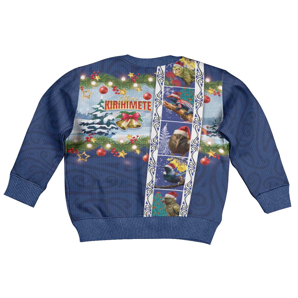 New Zealand Merry Christmas Kid Ugly Christmas Sweater Maori Animals, Koru Tattoo - Blue Xmas Style LT03 - Polynesian Pride