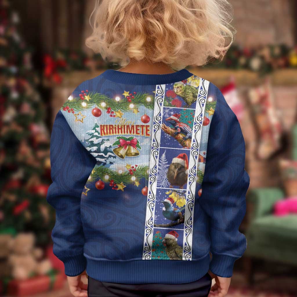 New Zealand Merry Christmas Kid Ugly Christmas Sweater Maori Animals, Koru Tattoo - Blue Xmas Style LT03 - Polynesian Pride