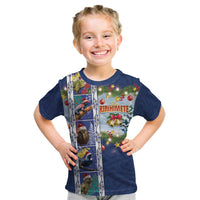 New Zealand Merry Christmas Kid T Shirt Maori Animals, Koru Tattoo - Blue Xmas Style LT03 Blue - Polynesian Pride