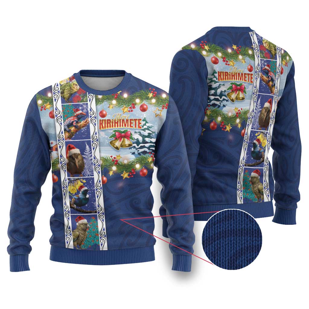 New Zealand Merry Christmas Ugly Christmas Sweater Maori Animals, Koru Tattoo - Blue Xmas Style LT03 Blue - Polynesian Pride