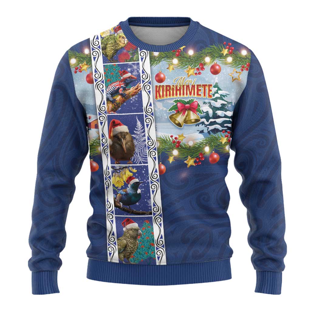 New Zealand Merry Christmas Ugly Christmas Sweater Maori Animals, Koru Tattoo - Blue Xmas Style LT03 - Polynesian Pride