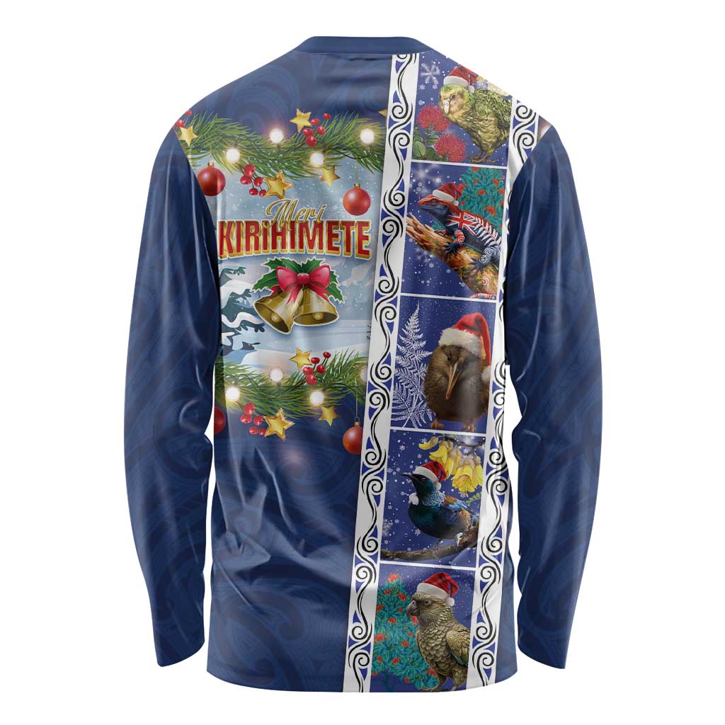 New Zealand Merry Christmas Long Sleeve Shirt Maori Animals, Koru Tattoo - Blue Xmas Style LT03 - Polynesian Pride