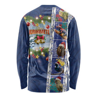 New Zealand Merry Christmas Long Sleeve Shirt Maori Animals, Koru Tattoo - Blue Xmas Style LT03 - Polynesian Pride