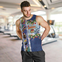 New Zealand Merry Christmas Men Tank Top Maori Animals, Koru Tattoo - Blue Xmas Style LT03 Blue - Polynesian Pride